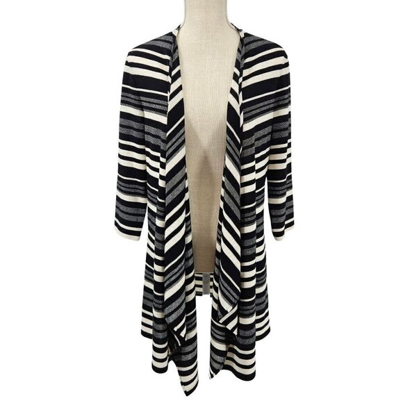 Joseph Ribkoff Striped Open Front Waterfall Cardigan Multicolor Women's Size 12 - Picture 1 of 8
